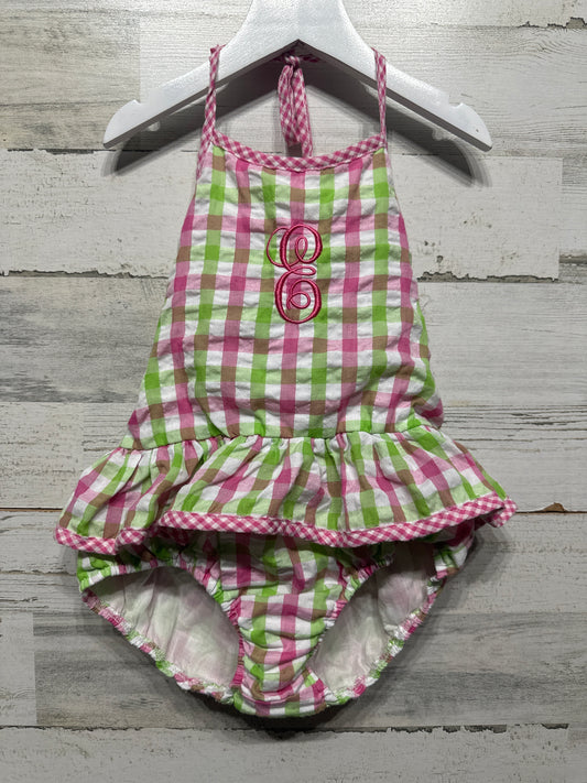 Girls Size 7 Classic Whimsy "Embroidered E" Plaid Bubble - Good Used Condition