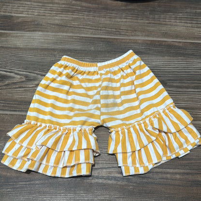 Girls Size 3-6m yellow/white striped ruffle pants - play condition