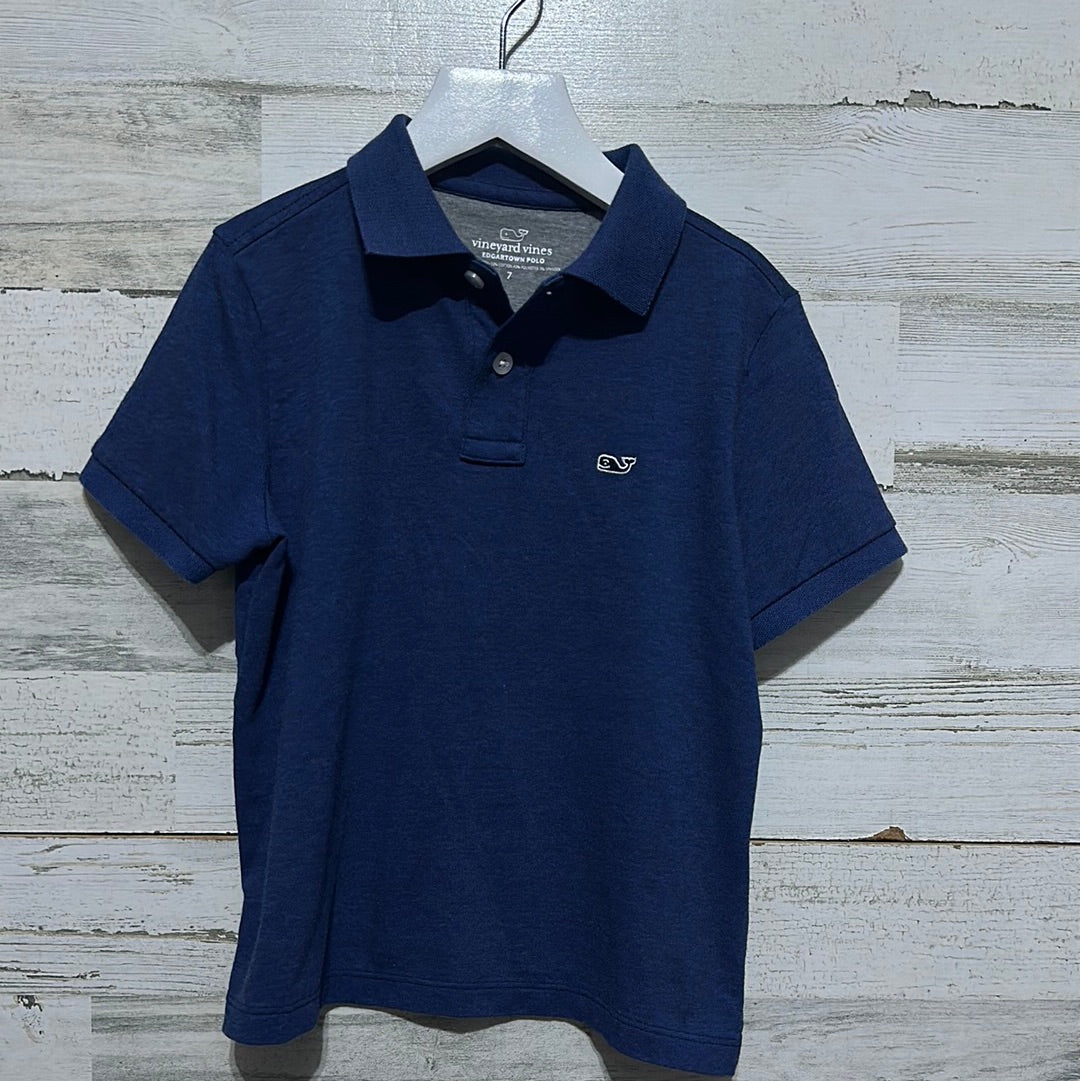 Boys Size 7 Vineyard Vines Edgartown blue polo shirt - very good used condition