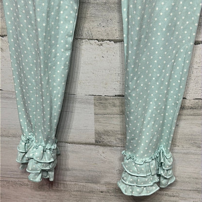 Girls Size 10 Matilda Jane Light Blue Polka Dot Ruffle Leggings - Good Used Condition