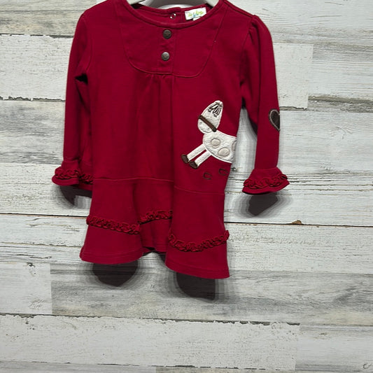 Girls Size 24m Le Top Red Horse Applique Dress - Good Used Condition