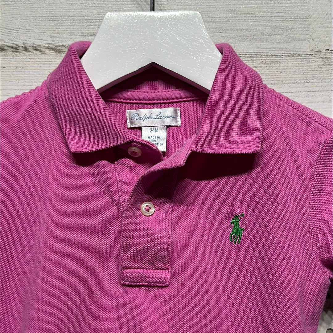 Boys Size 24m Ralph Lauren Pink Polo Shirt - Good Used Condition