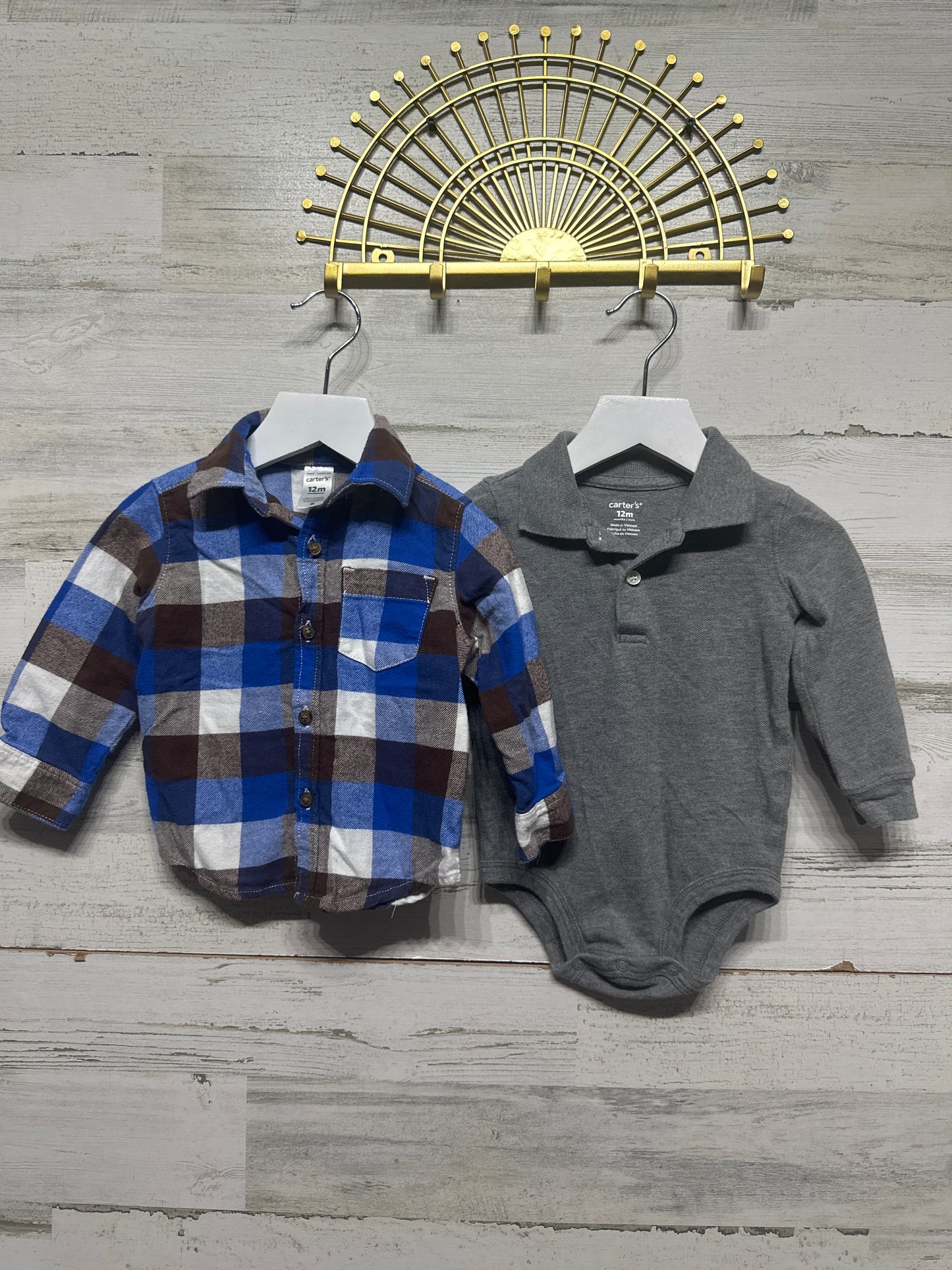 Boys Size 12m Carter’s Long Sleeve Lot (2 pieces) - Good Used Condition