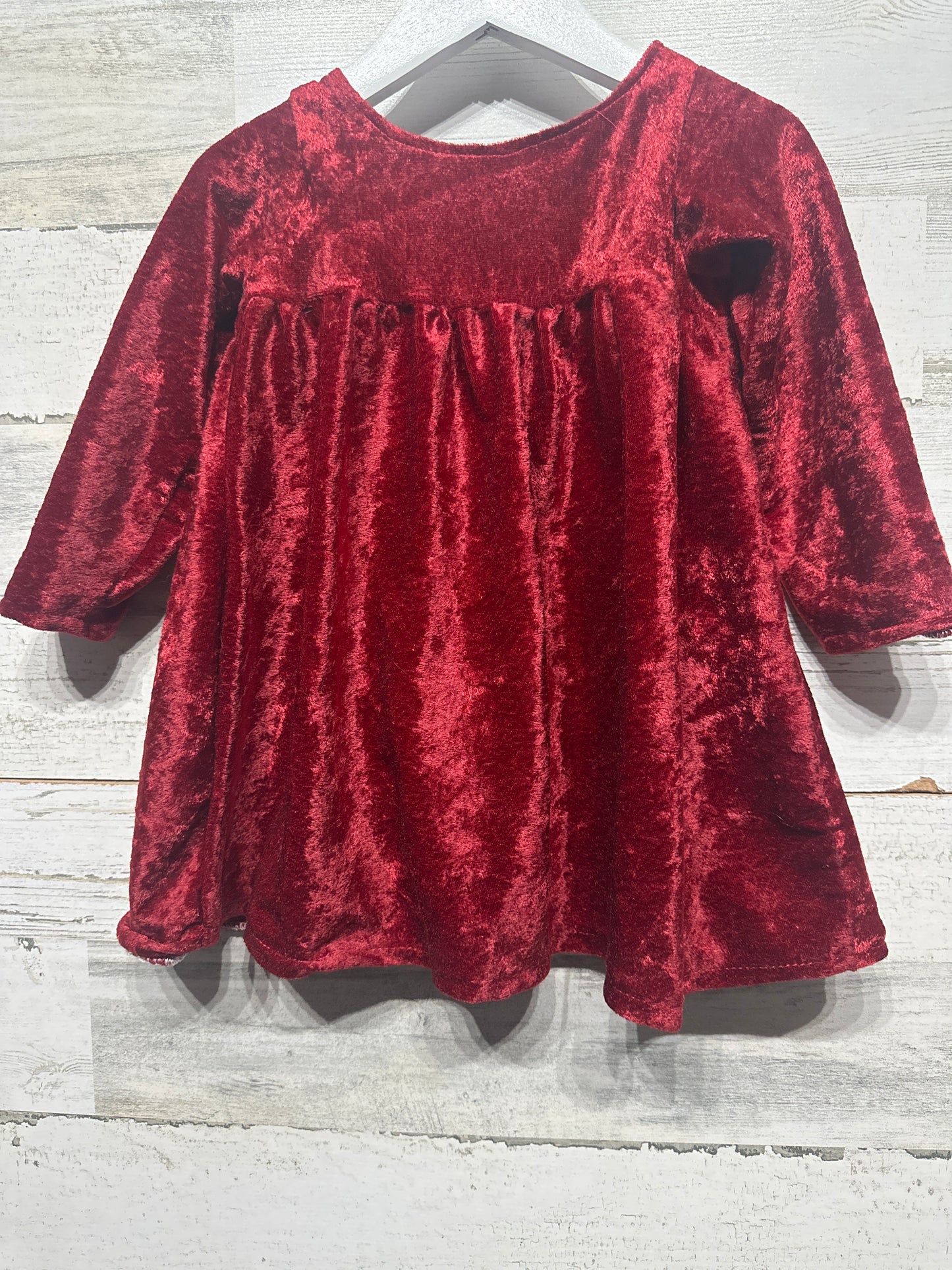 Girls Size 18-24m Handmade Velvet Dress - Good Used Condition