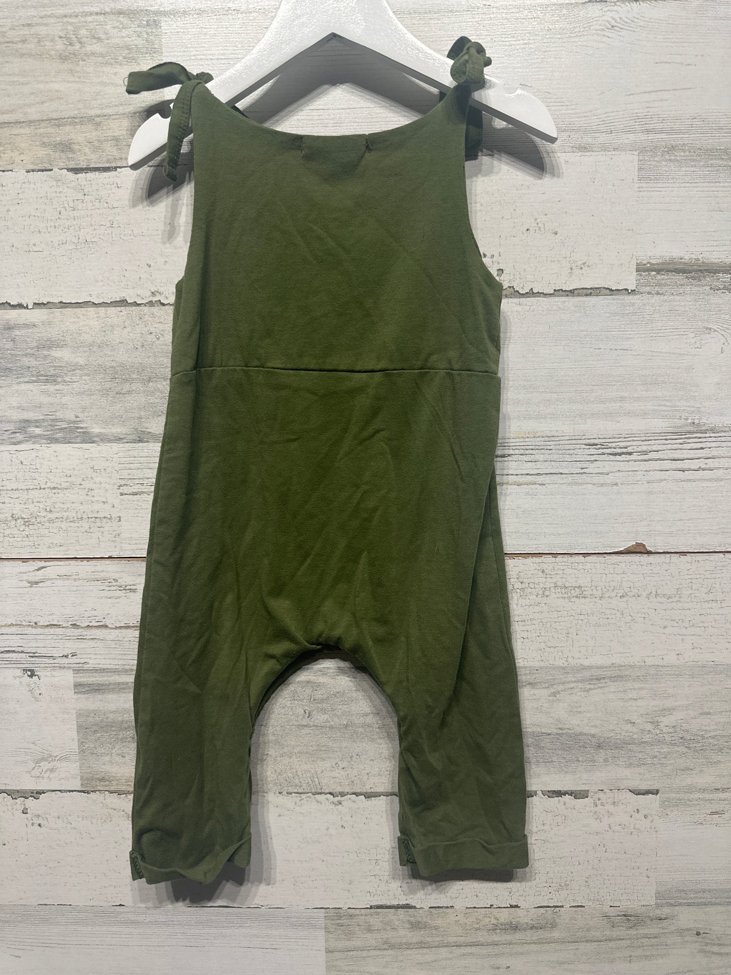 Girls Size 2t Floral Pig Olive Green Romper - Good Used Condition