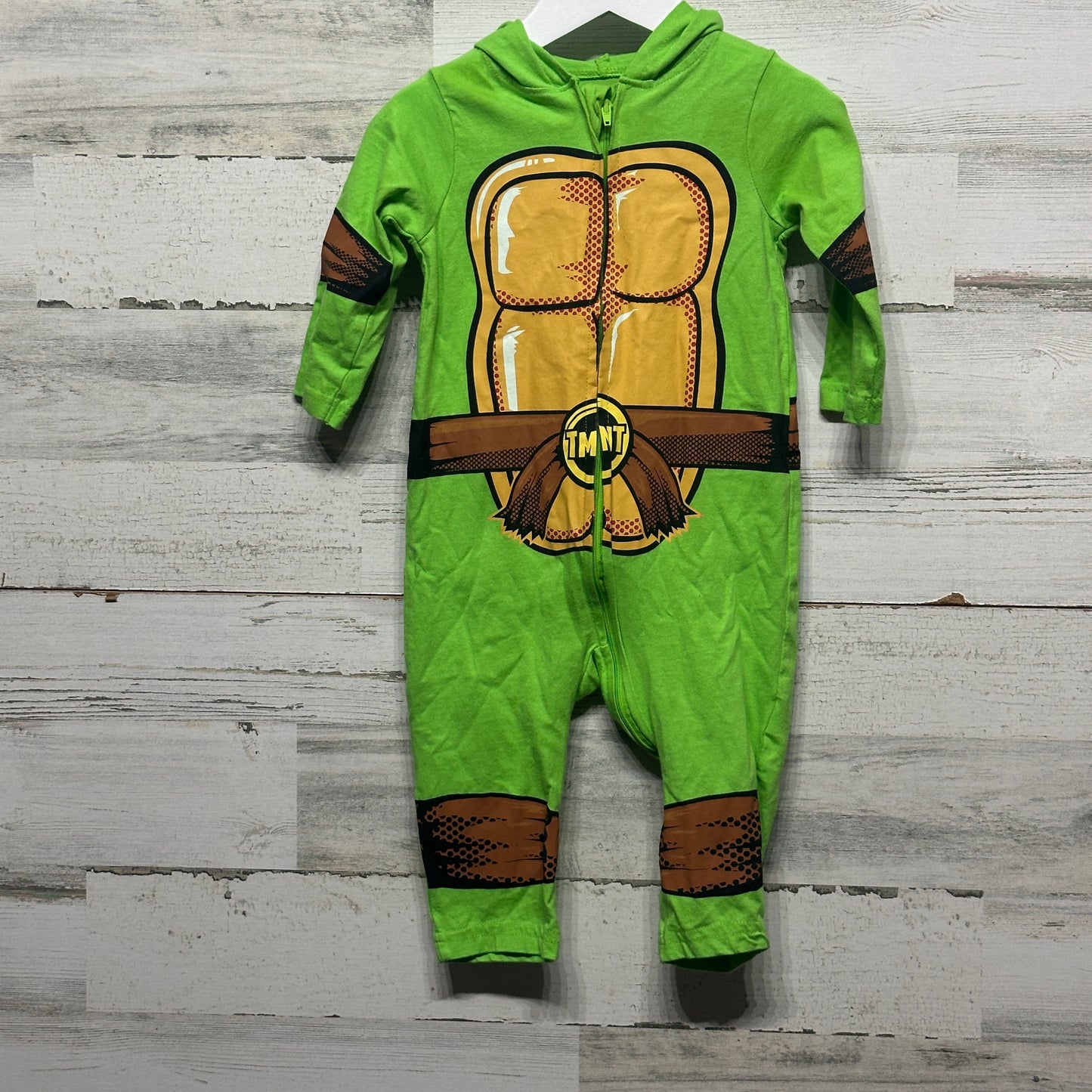 Boys Size 6-12m Nickelodeon Ninja Turtle Hooded Romper - Good Used Condition