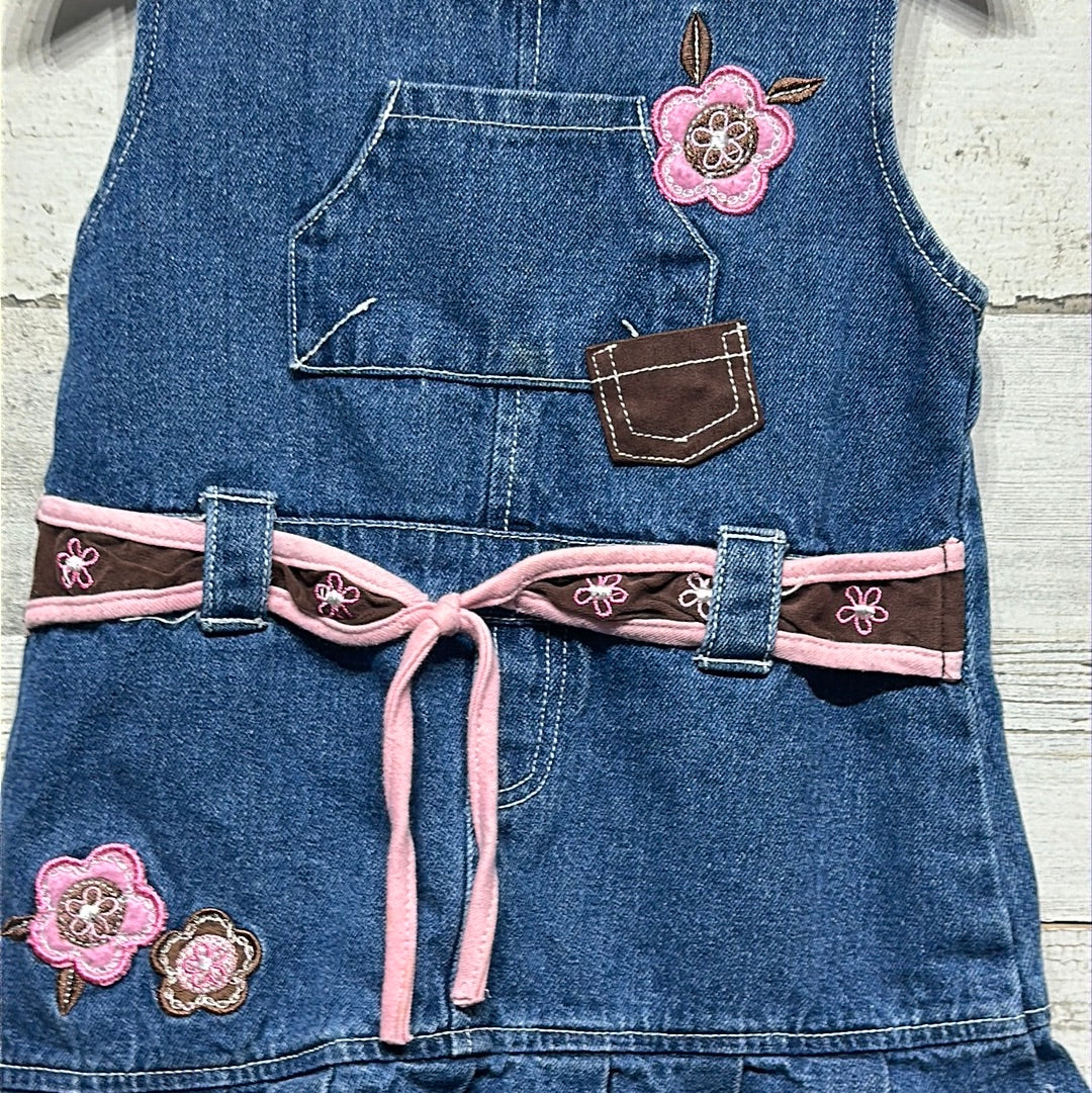 Girls Size 4t Denim Western Embroidered Applique Dress - Good Used Condition