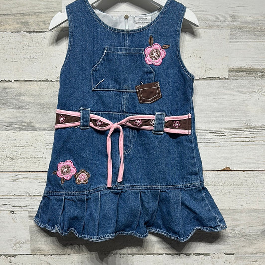 Girls Size 4t Denim Western Embroidered Applique Dress - Good Used Condition