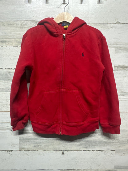 Boys Size 7 Polo Ralph Lauren Red Hooded Jacket - Good Used Condition