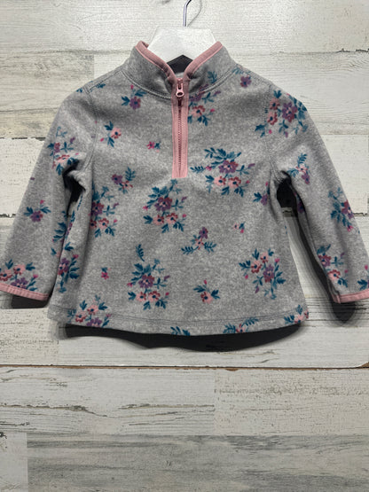Girls Size 12m Osh Kosh Floral Fleece Pullover - Very Good Used Condition
