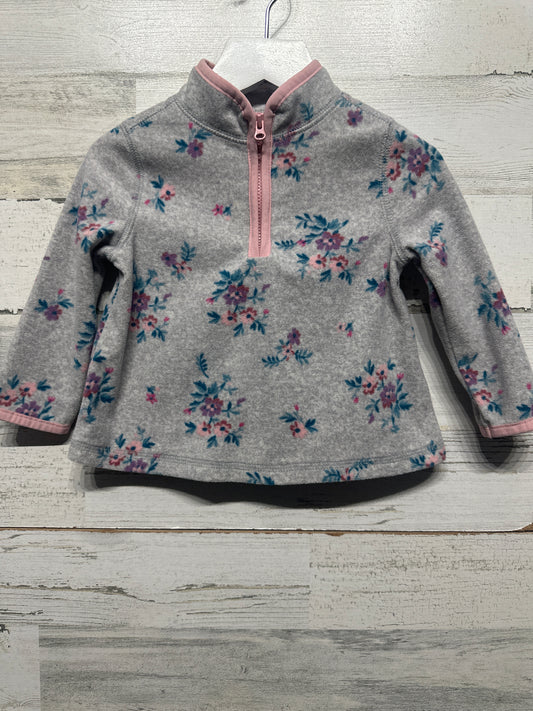 Girls Size 12m Osh Kosh Floral Fleece Pullover - Very Good Used Condition