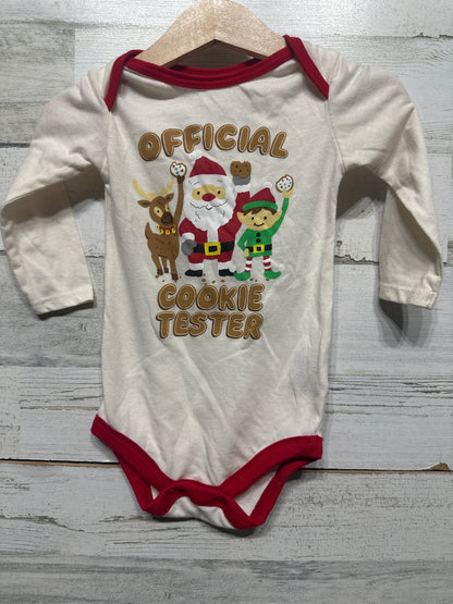 Boys Preowned Size 12m Holiday Time Cookie Tester Bodysuit  - Good Used Condition