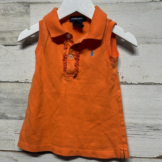 Girls Size 9m Ralph Lauren Orange Polo Dress - Good Used Condition