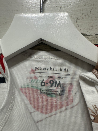 Size 6-9m Pottery Barn Organic Cotton Holiday Footed Sleeper - Very Good Used Condition