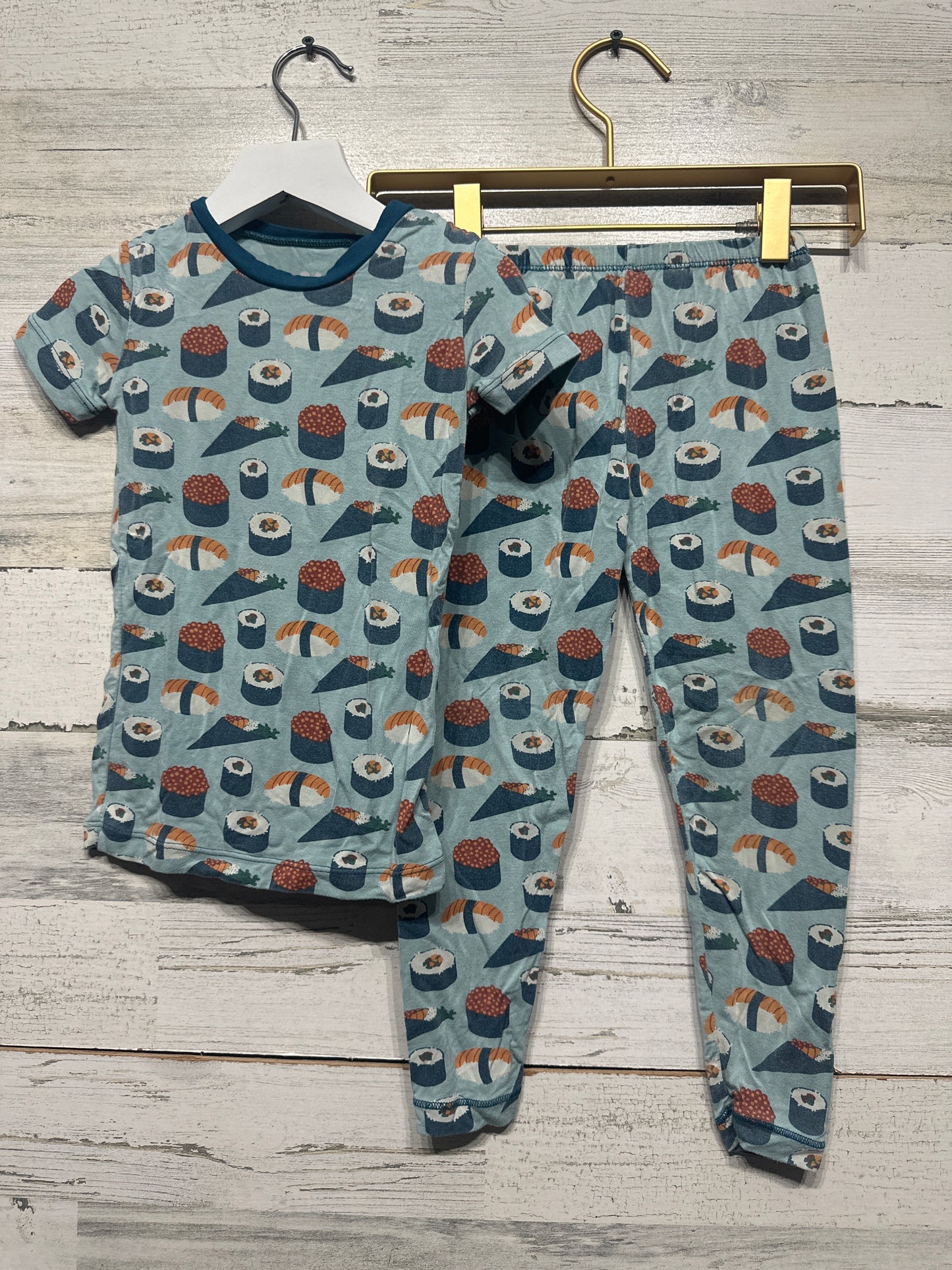 Boys Size 4t Kickee Pants Bamboo Sushi Print Pajama Set  - Good Used Condition