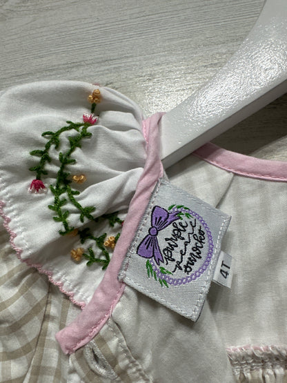 Girls Size 4t Purple Pearl Smocks Floral Embroidered Outfit Set - Play Condition*