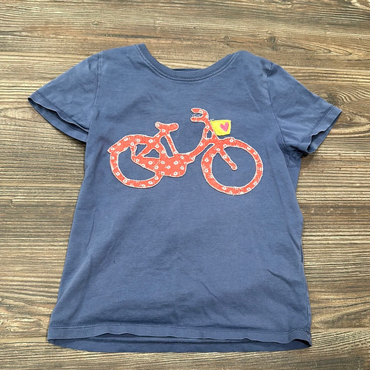 Girls Size 7-8y Mini Boden Bicycle Applique Shirt - Good Used Condition