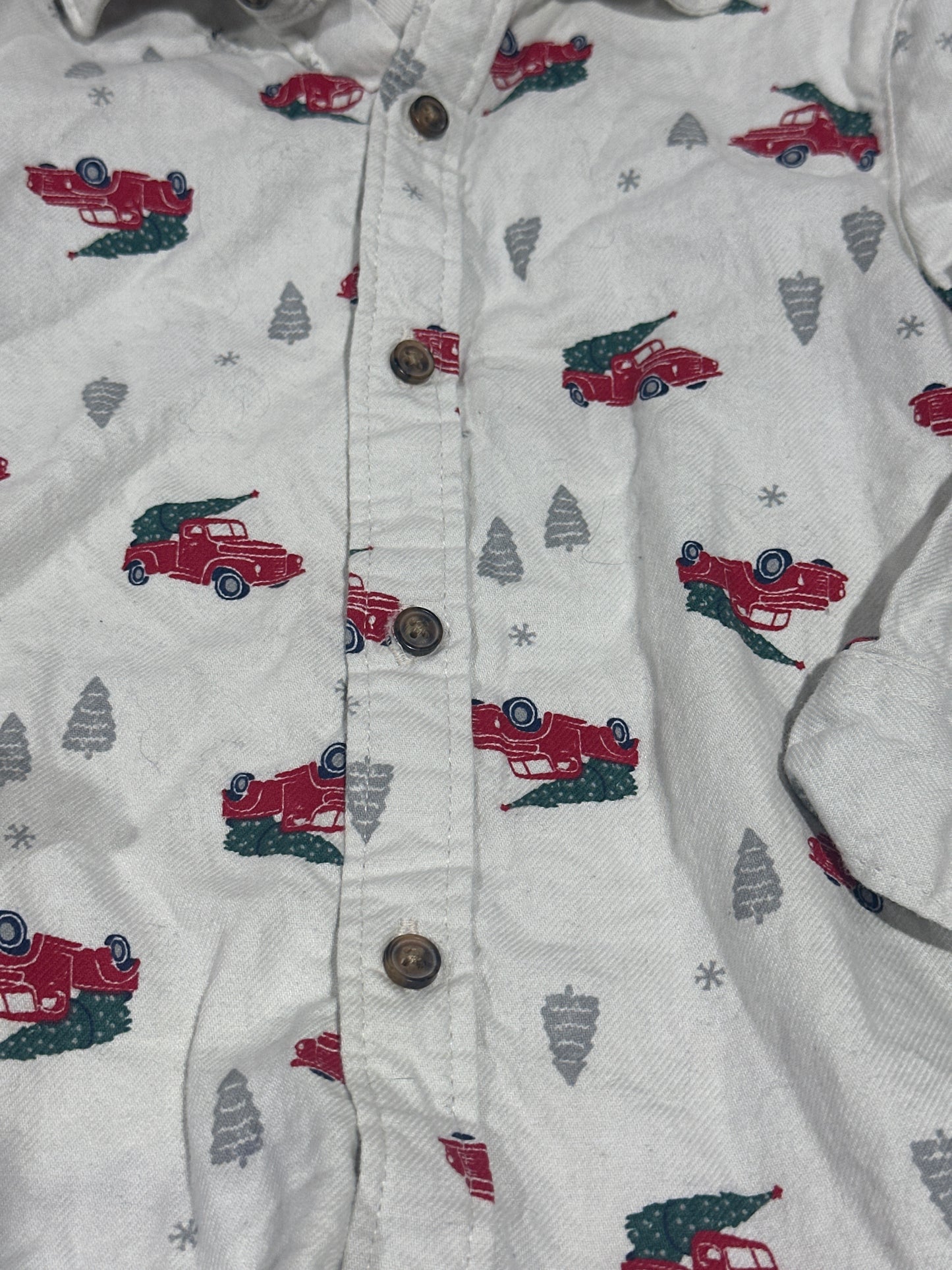 Holiday Little Red Truck Button Up Shirt - Carter's - Boys Size 2t - Very Good Used Condition