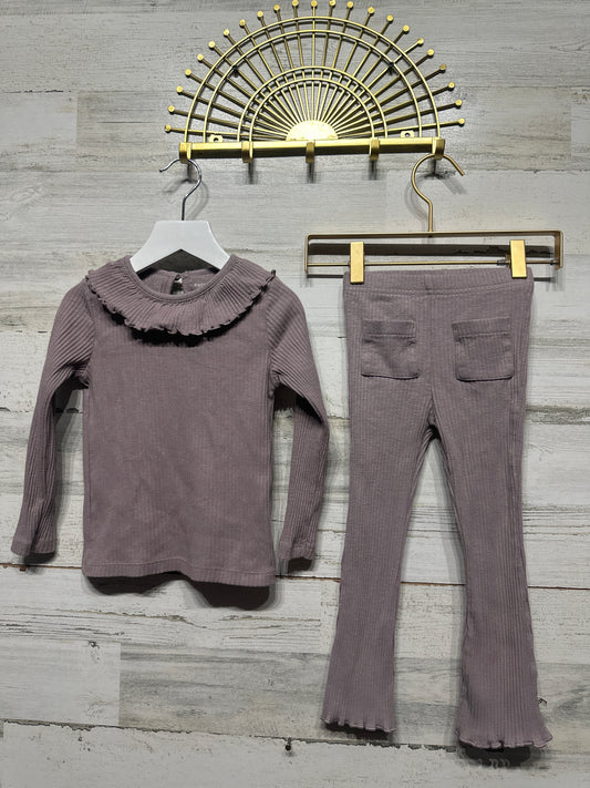 Size 3t Easy Peasy Organic Cotton Ribbed Two Piece Set - Very Good Used Condition