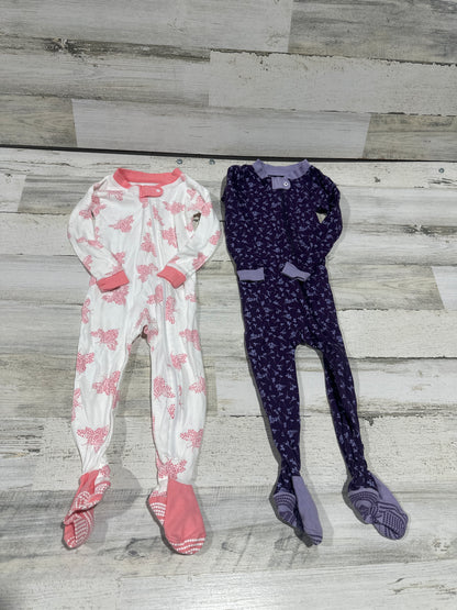 Organic Cotton Footed Sleepers - 2 Pieces - Burt's Bee's - Girls Size 18m - Very Good Used Condition