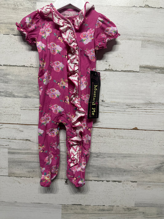 Girls Size 6m Mustard Pie Floral Ruffle Romper - New With Tags