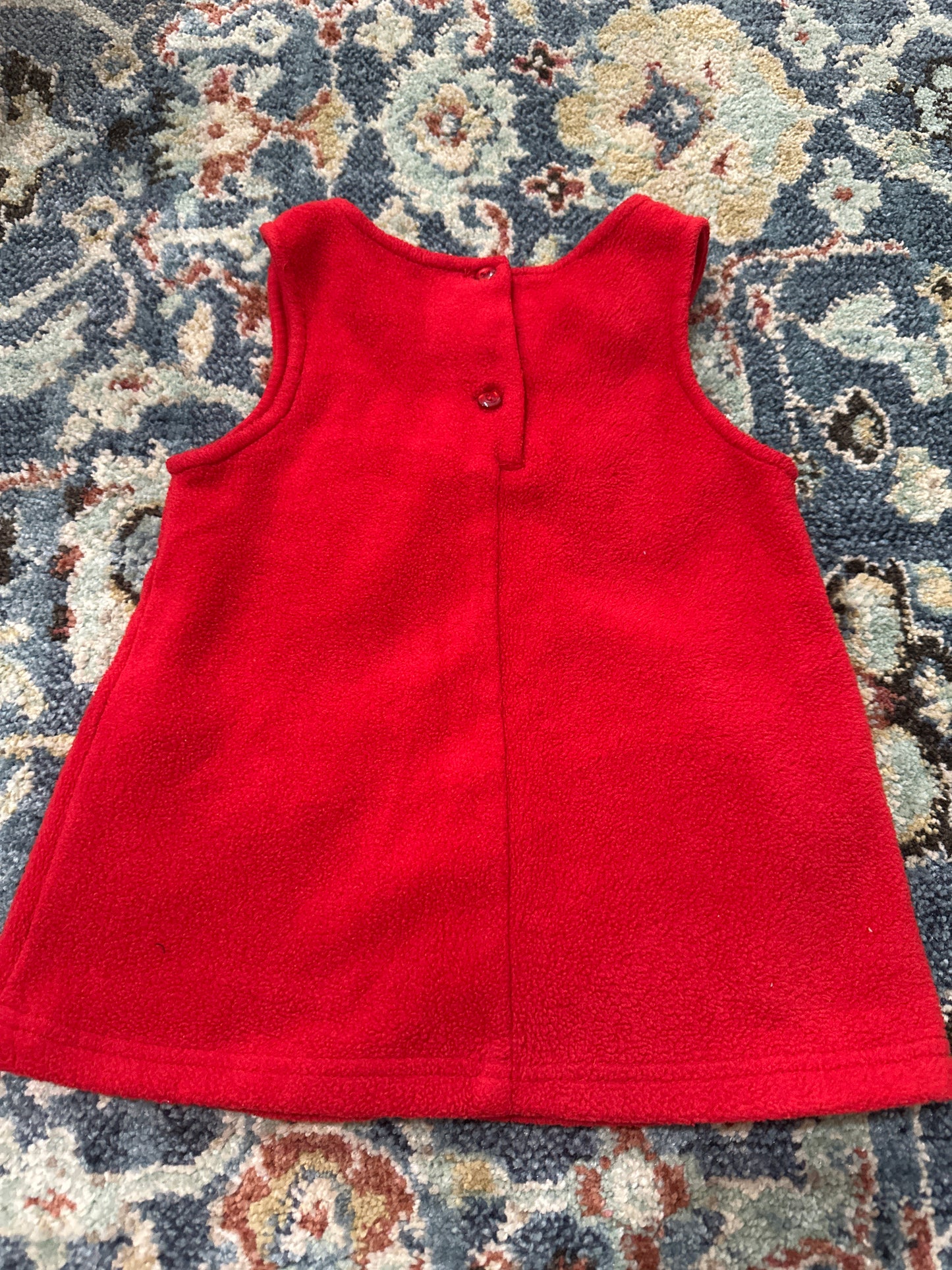 Fleece Holiday Embroidered Dress Bonnie Baby 18m VGUC