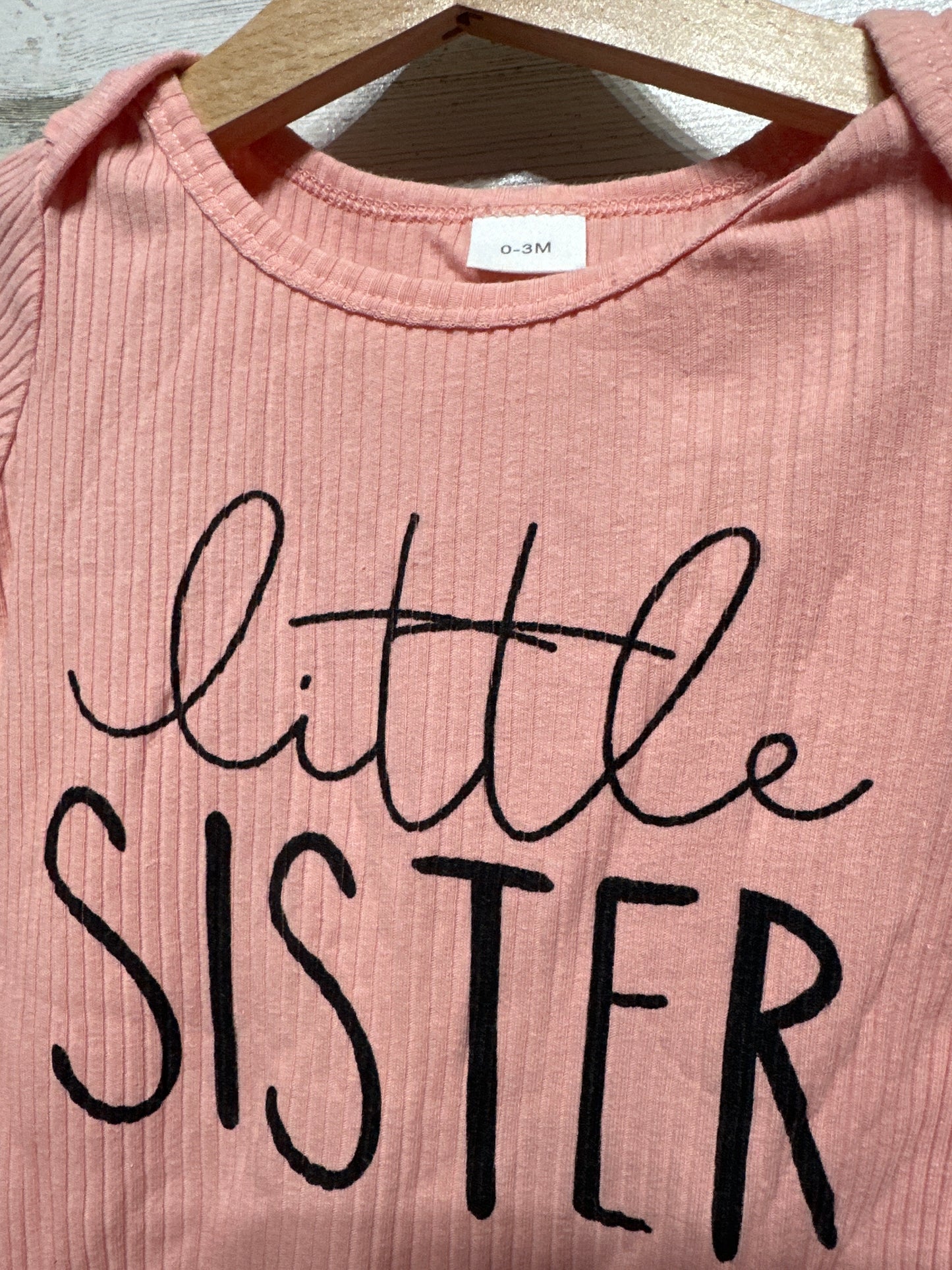 Little Sister Ribbed Ruffle Romper Girls Size 0-3m - Very Good Used Condition