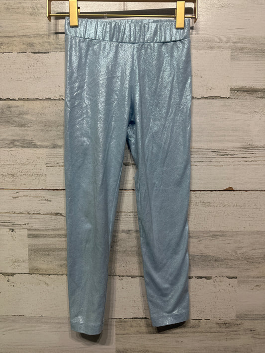 Girls Size 6-7 (Small) Old Navy Shiny Blue Leggings - Good Used Condition