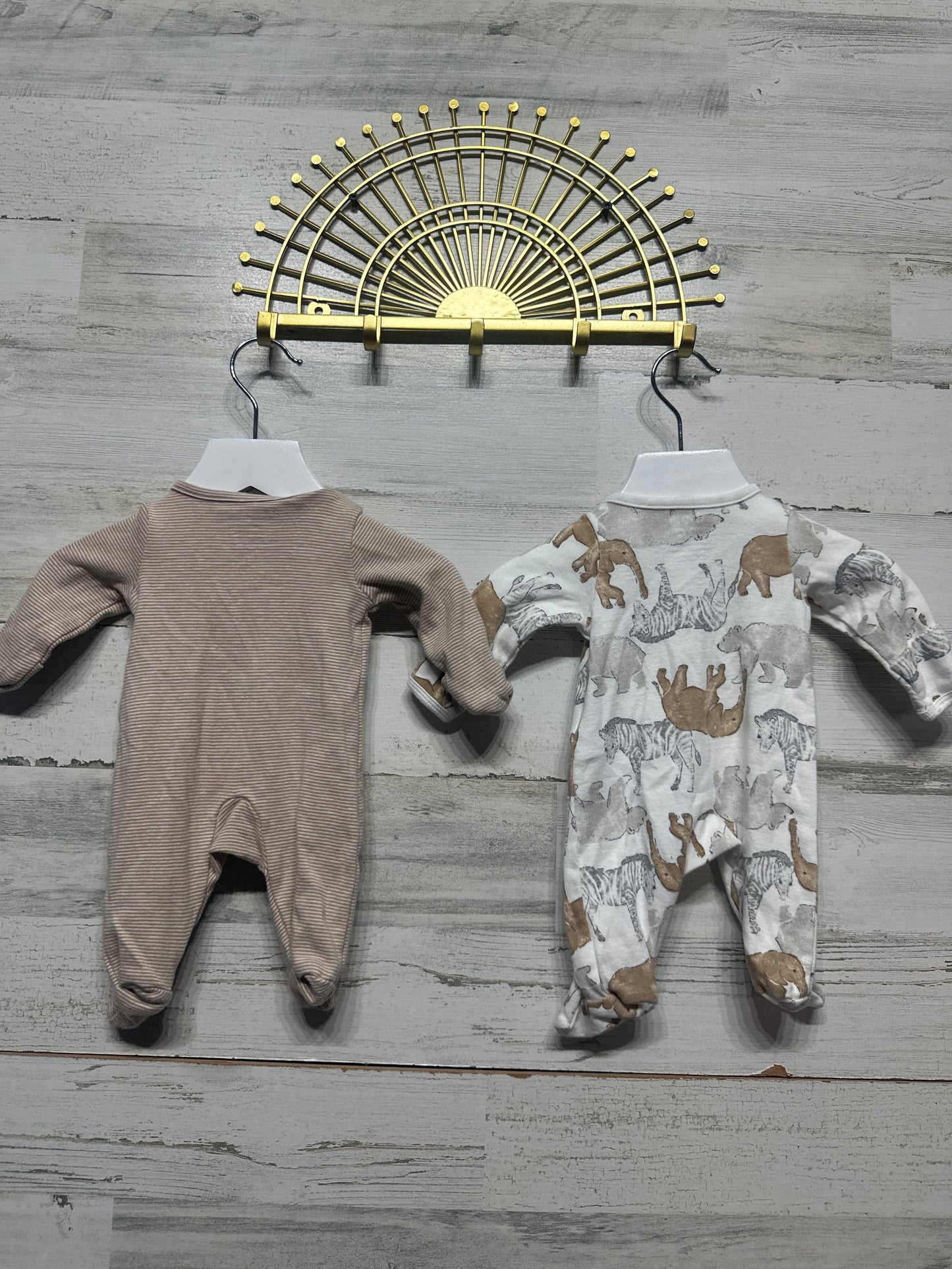 Size Preemie Carter's Child of Mine Cotton Footed Sleeper Lot (2 pieces) - Very Good Used Condition