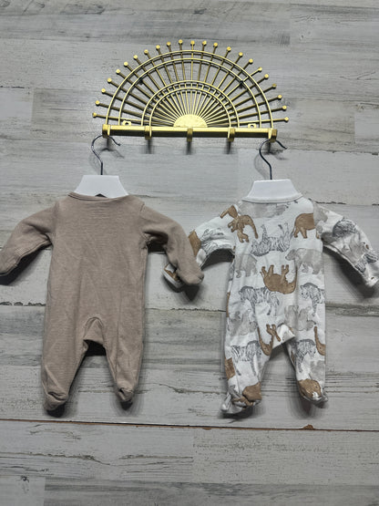 Size Preemie Carter's Child of Mine Cotton Footed Sleeper Lot (2 pieces) - Very Good Used Condition