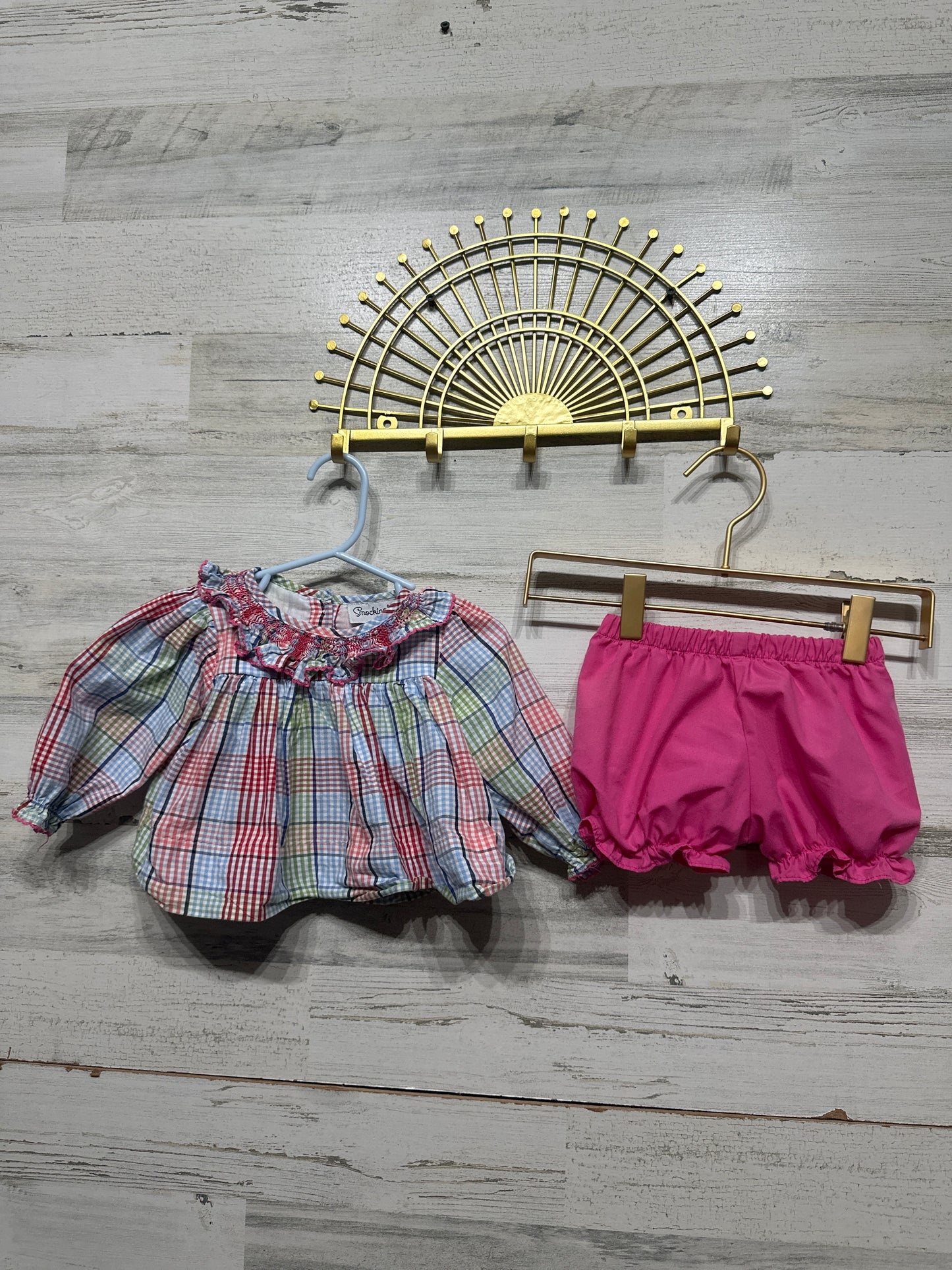 Girls Size 9m Smockingbird Smocked Outfit Set - Good Used Condition*