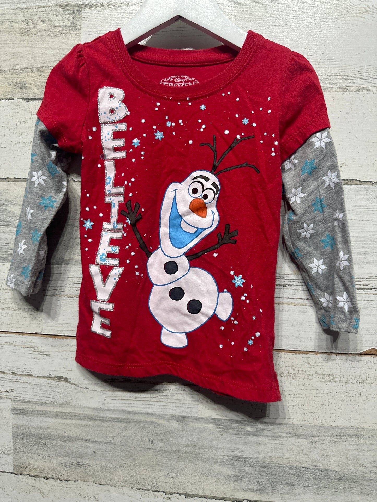 Girls Size 3t Disney Frozen Olaf Believe Shirt - Very Good Used Condition