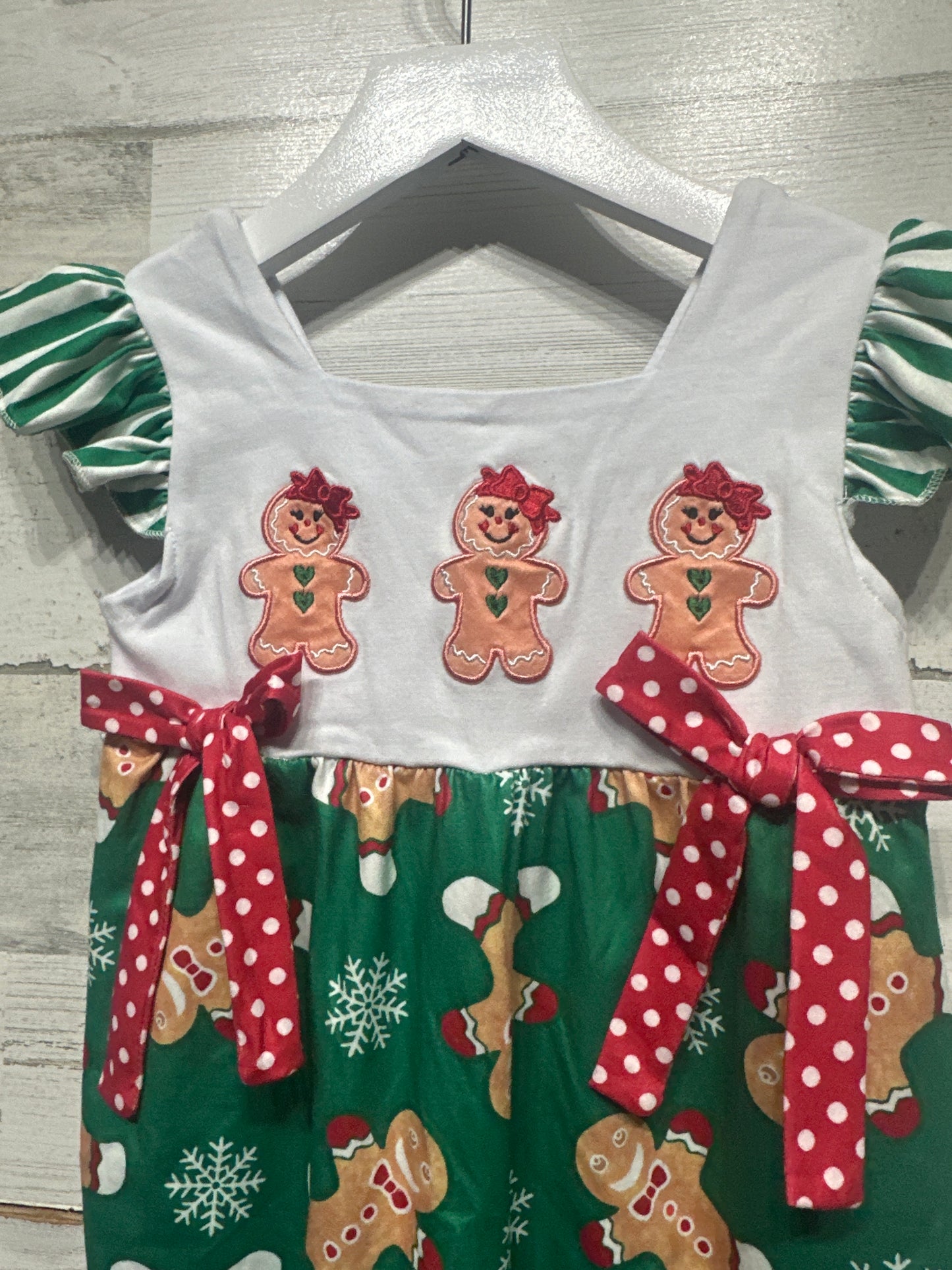 Girls Size 18-24m Holiday Gingerbread Applique Romper - Very Good Used Condition