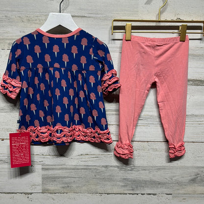 Girls Size 18/24m Kickee Pants Bamboo Navy Cotton Candy Babydoll Outfit Set - New With Tags