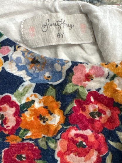 Sweet Honey Girls Size 6 Long Sleeve Floral Leggy Bamboo Romper GUC
