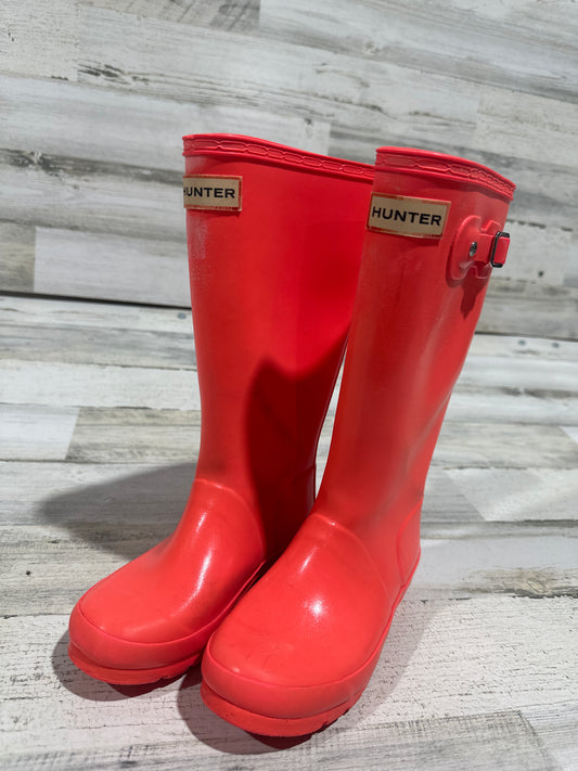 Hunter Boots - Coral Rubber Boots - Girls Size 1B / 2G (Youth) - Play Condition
