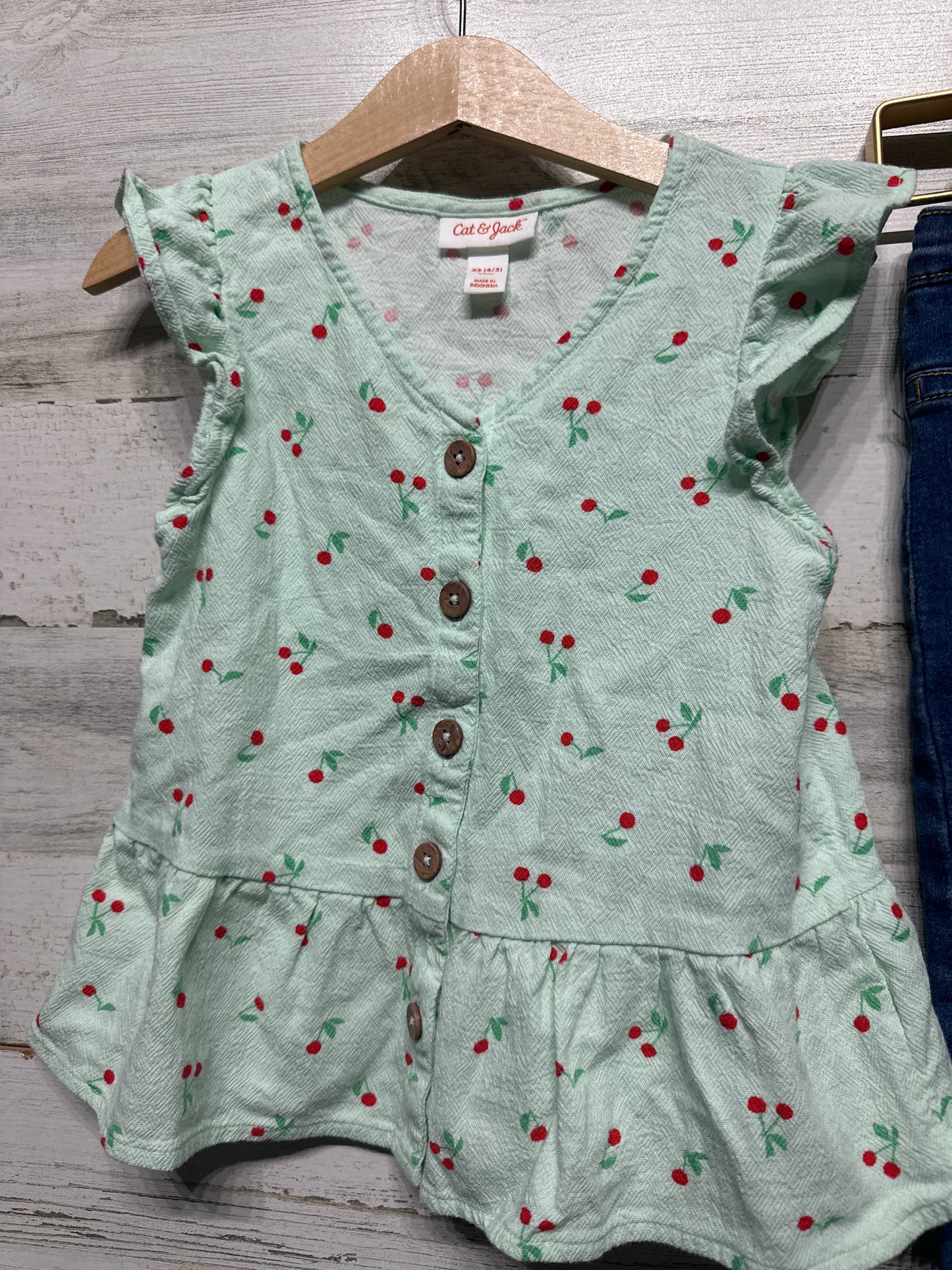 Cherry XS 4/5 Cat & Jack Top / Levi’s Size 4 Pull On Jeggings VGUC