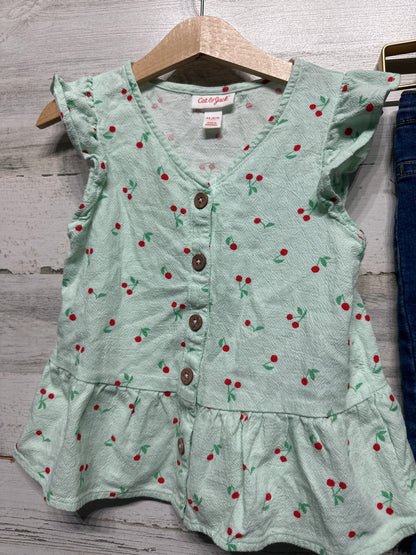 Cherry XS 4/5 Cat & Jack Top / Levi’s Size 4 Pull On Jeggings VGUC