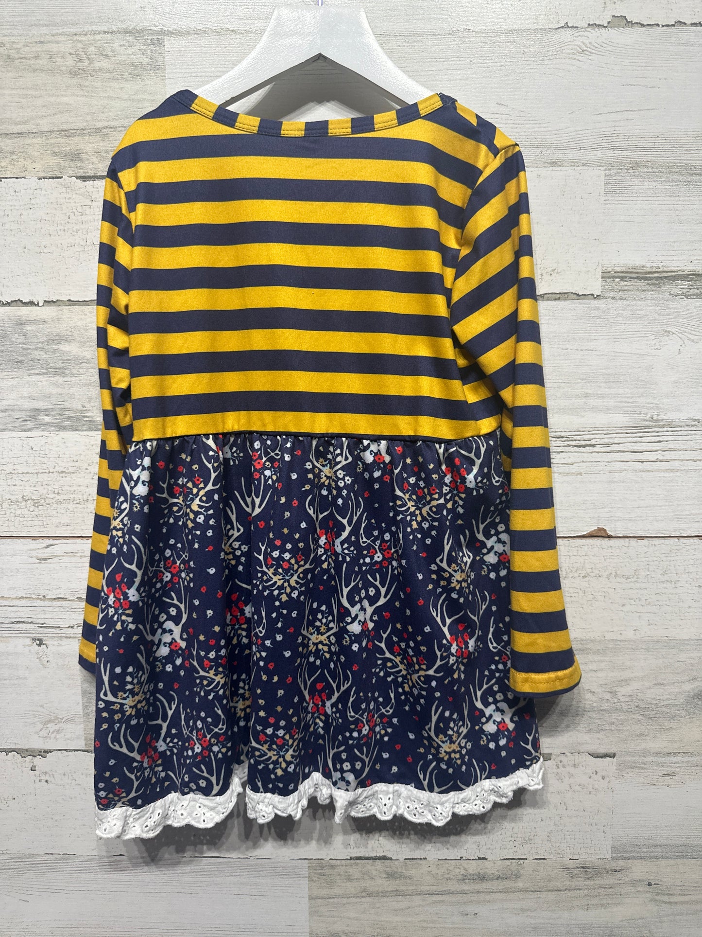 Girls Size 7-8 Navy and Yellow Tunic - Good Used Condition