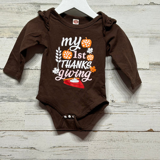 Girls Size 6m My 1st Thanksgiving Onesie - Good Used Condition