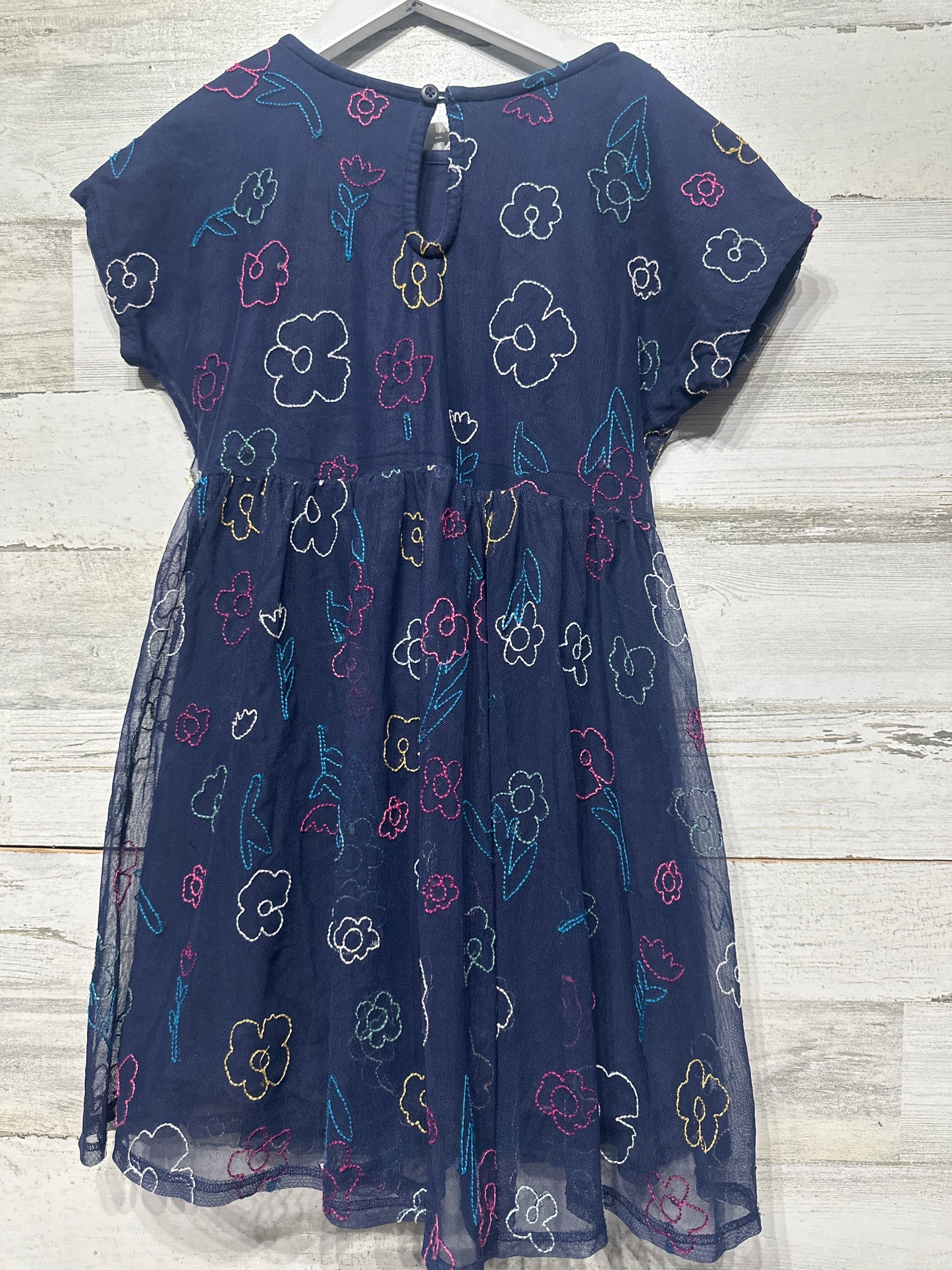 Girls Preowned Size 8 (130) Hanna Andersson Navy Floral Dress - Play Condition**