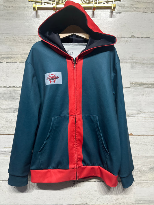 Boys Size Small (Fits 6-8) Spiderman Hooded Miles Morales Inspired Jacket - Good Used Condition*