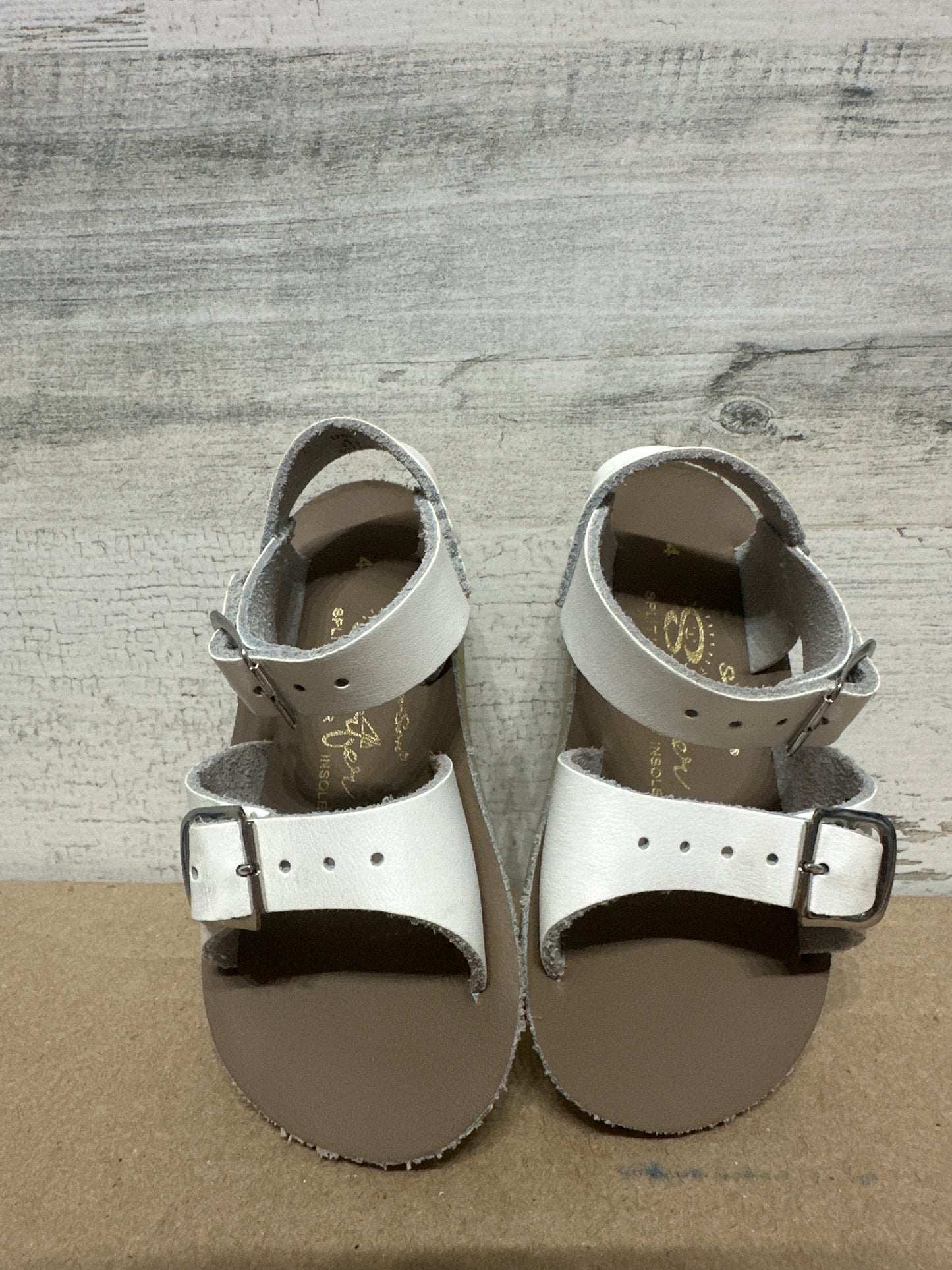 Size 4 Toddler Sun San White Surfer Sandals - Very Good Used Condition