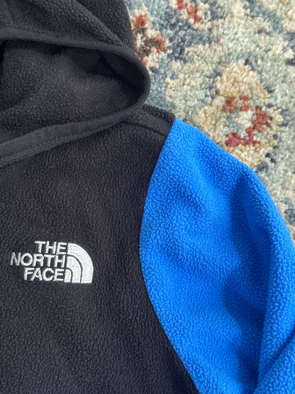 The North Face Boys Size 3 Blue/Black Full Zip Hooded Fleece Jacket GUC