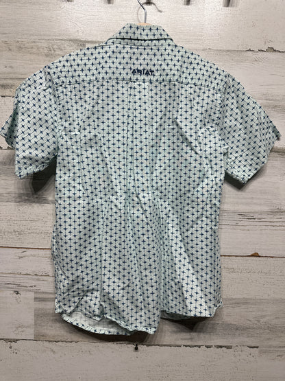 Boys Size 8 (Small) Ariat Stretch Button Up Short Sleeve Shirt - Very Good Used Condition