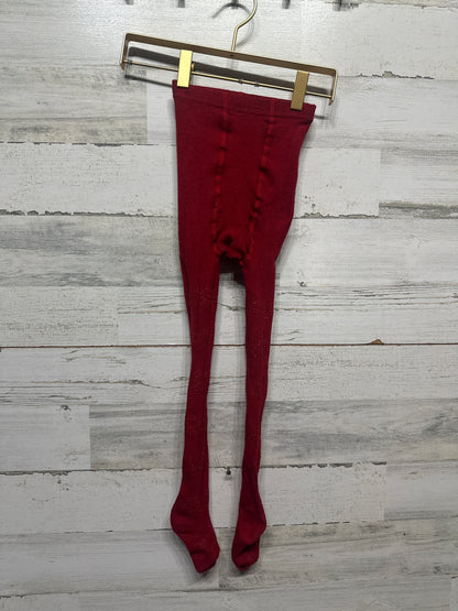 Size 7-10 Red Striped Sparkle Tights - Good Used Condition