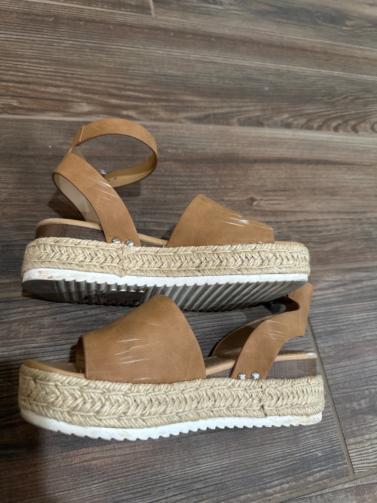 Women’s Size 6.5 Soda Brown Platform Espadrilles Wedge Shoes - Good Used Condition