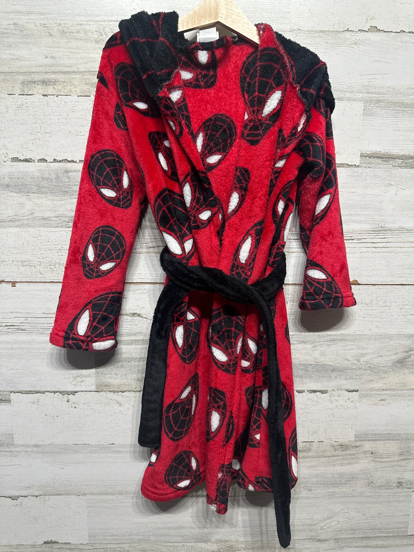 Boys Size Small (6-7) Spiderman Hooded Soft Fleece Robe - Very Good Used Condition