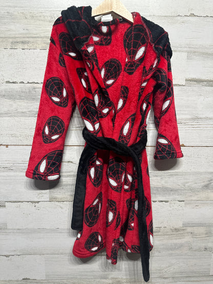 Boys Size Small (6-7) Spiderman Hooded Soft Fleece Robe - Very Good Used Condition