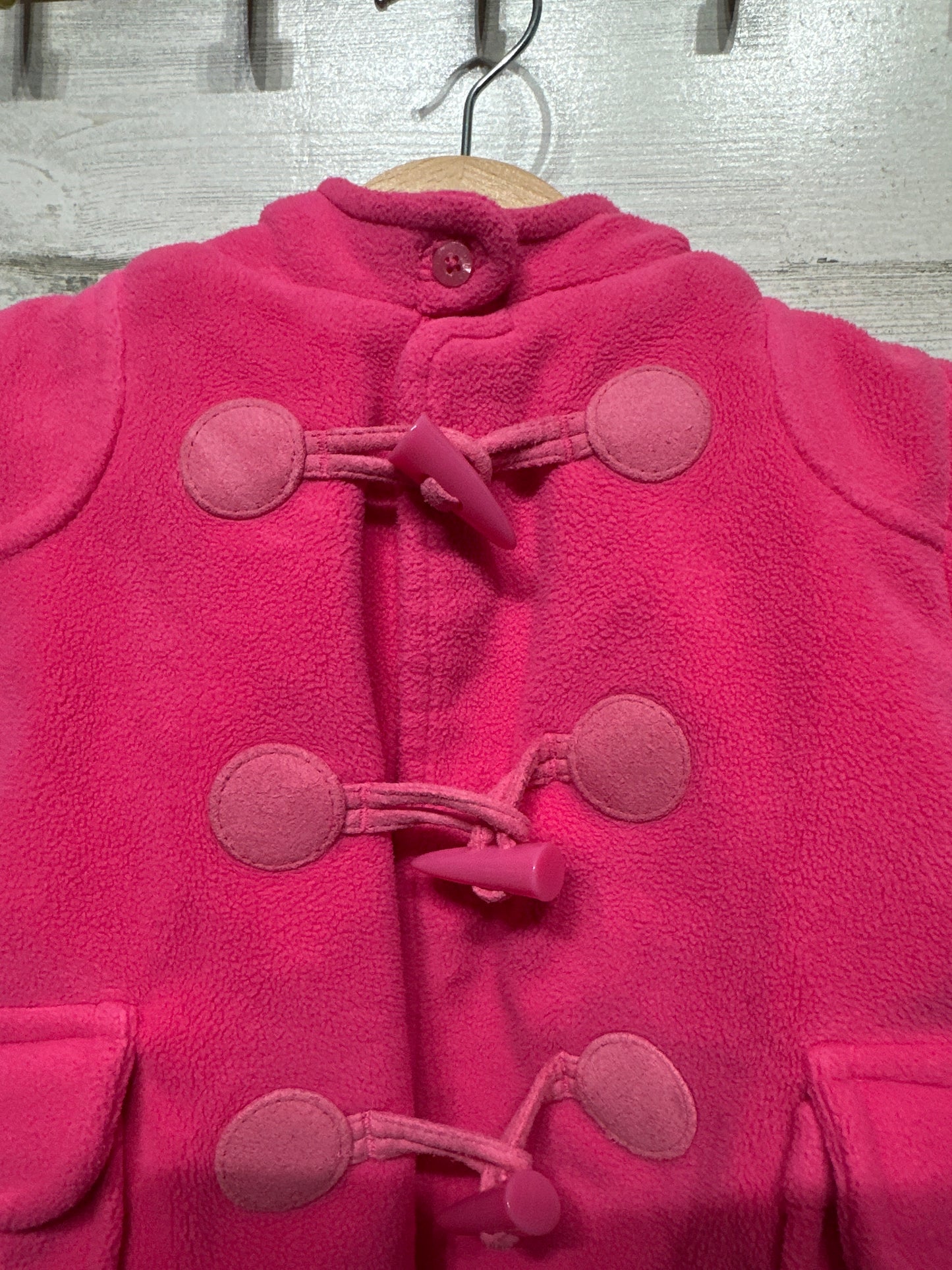 Girls Preowned Size 3-6m Gap Pink Fleece Hooded Coat - Very Good Used Condition